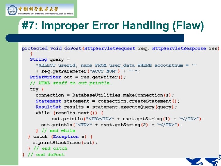 #7: Improper Error Handling (Flaw) 