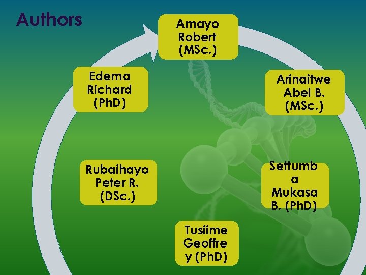 Authors Amayo Robert (MSc. ) Edema Richard (Ph. D) Arinaitwe Abel B. (MSc. )