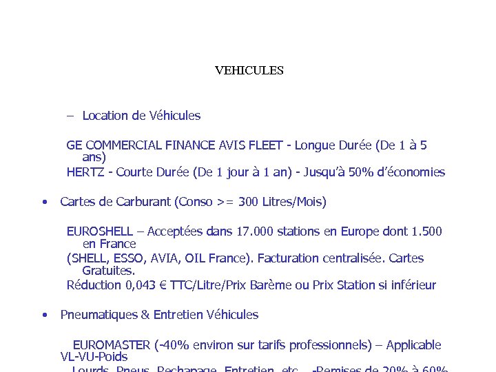 VEHICULES – Location de Véhicules GE COMMERCIAL FINANCE AVIS FLEET - Longue Durée (De