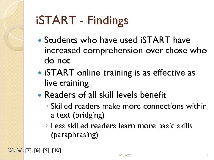 i. START - Findings Students who have used i. START have increased comprehension over