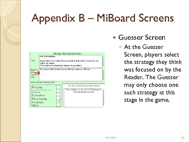 Appendix B – Mi. Board Screens Guesser Screen ◦ At the Guesser Screen, players