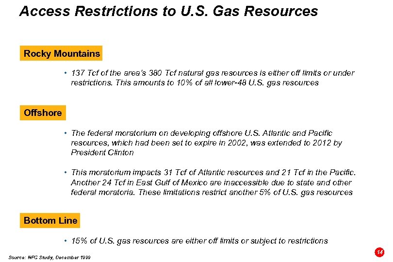 Access Restrictions to U. S. Gas Resources Rocky Mountains • 137 Tcf of the