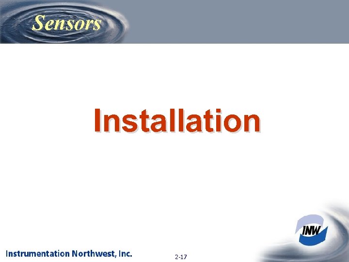 Sensors Installation 2 -17 