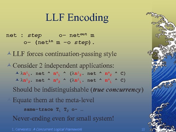 LLF Encoding net : step o– netout m o– (netin m –o step). ©