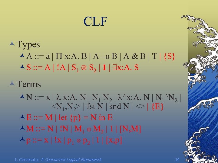 CLF ©Types ©A : : = a | P x: A. B | A