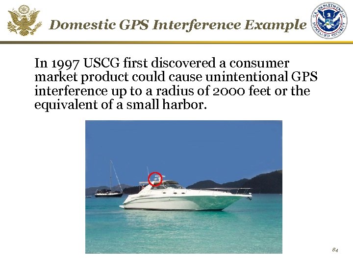 Domestic GPS Interference Example In 1997 USCG first discovered a consumer market product could