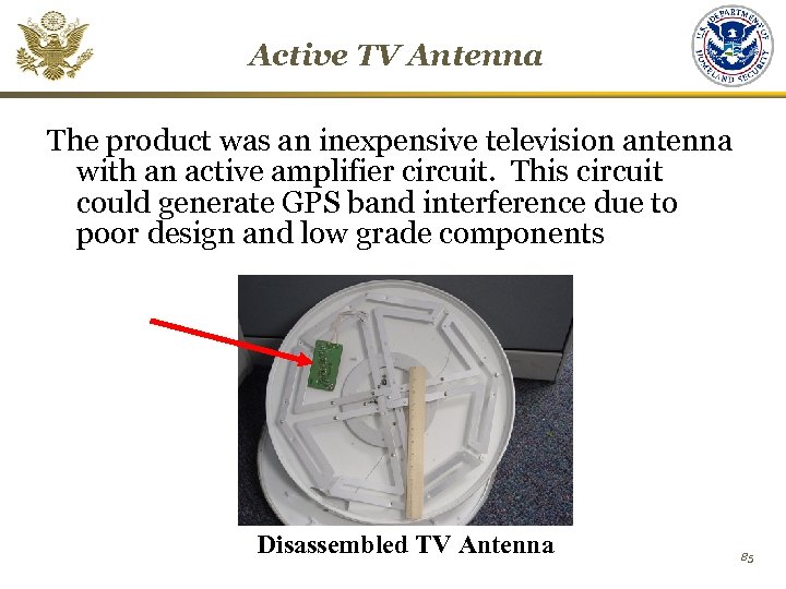 Active TV Antenna The product was an inexpensive television antenna with an active amplifier