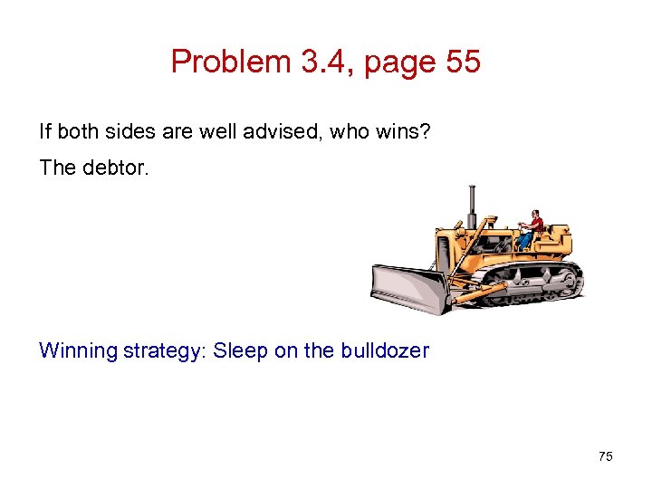 Problem 3. 4, page 55 If both sides are well advised, who wins? The