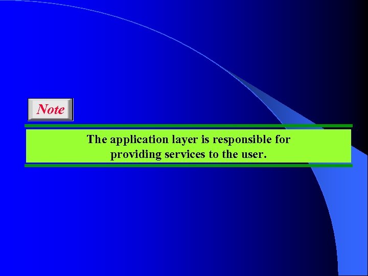 Note The application layer is responsible for providing services to the user. 