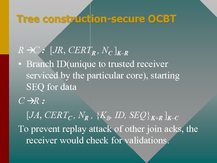 Tree construction-secure OCBT R àC : [JR, CERTR , NC ]K–R • Branch ID(unique