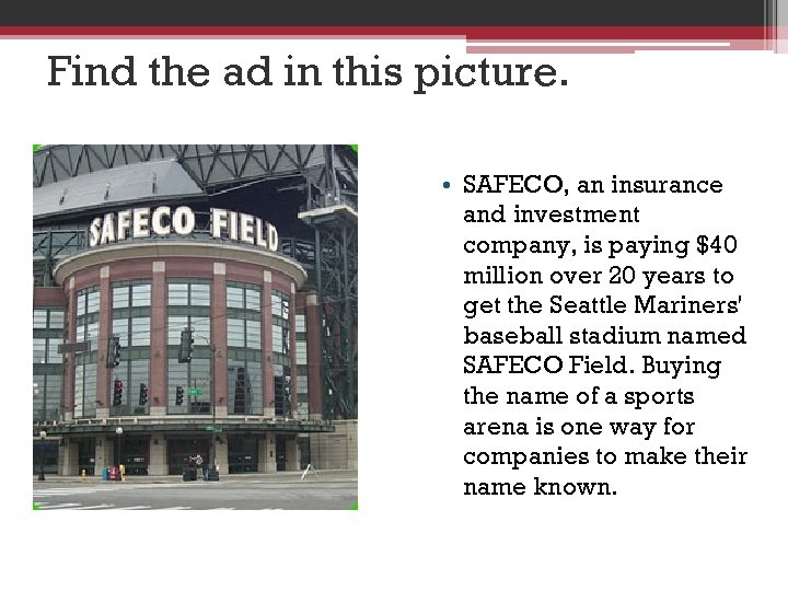 Find the ad in this picture. • SAFECO, an insurance and investment company, is