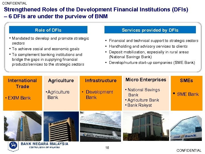 CONFIDENTIAL Strengthened Roles of the Development Financial Institutions (DFIs) – 6 DFIs are under