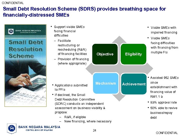 CONFIDENTIAL Small Debt Resolution Scheme (SDRS) provides breathing space for financially-distressed SMEs • Support
