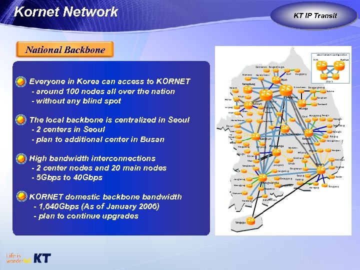 Kornet Network National Backbone Everyone in Korea can access to KORNET - around 100