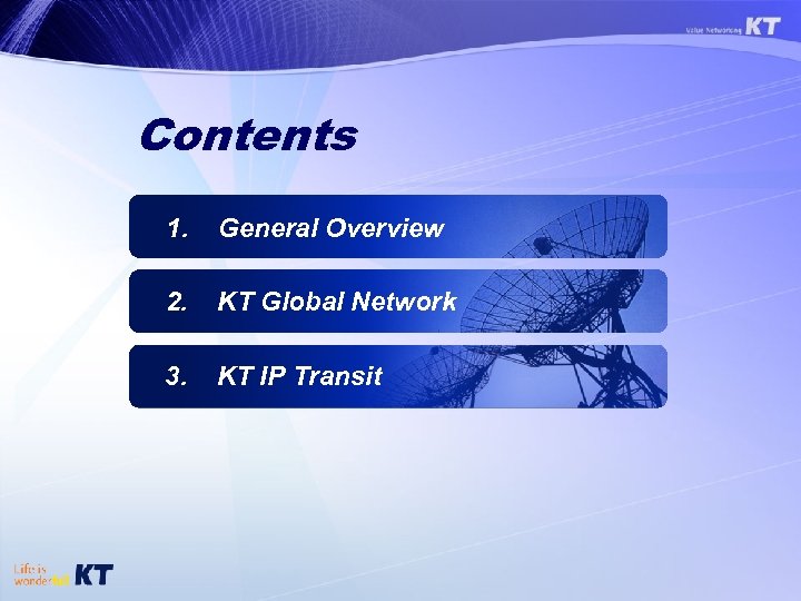 Contents 1. General Overview 2. KT Global Network 3. KT IP Transit 