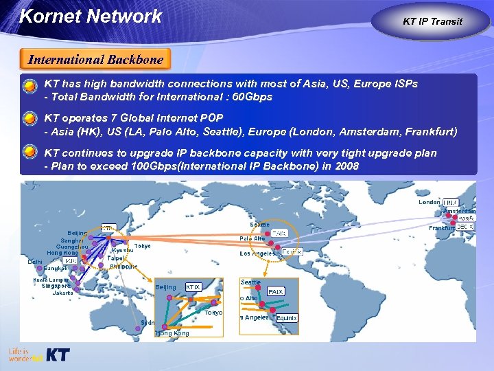 Kornet Network KT IP Transit KT as Global Carrier International Backbone KT has high