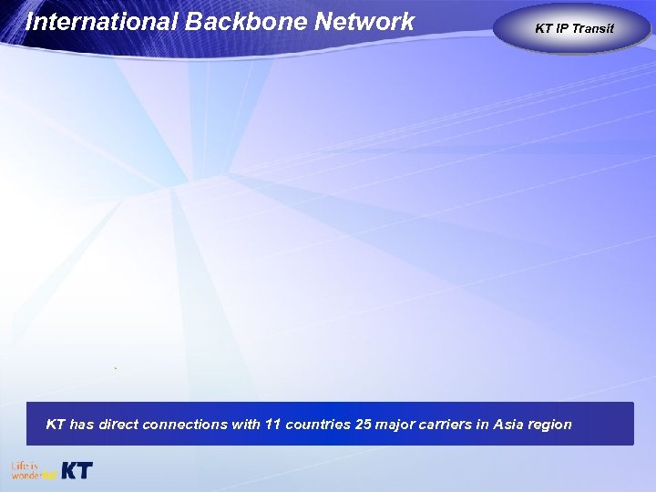 International Backbone Network KT IP Transit KT as Global Carrier KT has direct connections