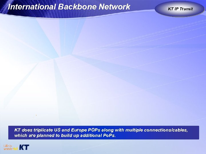 International Backbone Network KT IP Transit KT as Global Carrier KT does triplicate US