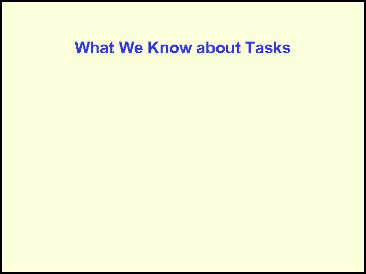 What We Know about Tasks 