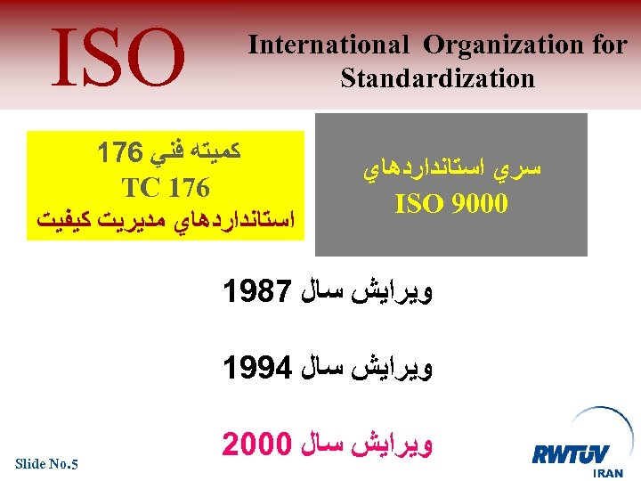  International Organization for Standardization ﺳﺮﻱ ﺍﺳﺘﺎﻧﺪﺍﺭﺩﻫﺎﻱ 0009 ISO ﻛﻤﻴﺘﻪ ﻓﻨﻲ 671 TC ﺍﺳﺘﺎﻧﺪﺍﺭﺩﻫﺎﻱ