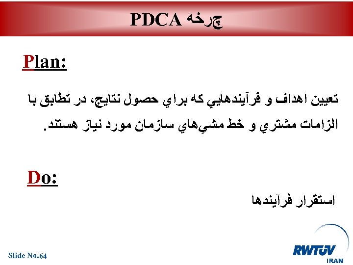  چﺮﺧﻪ PDCA : Plan ﺗﻌﻴﻴﻦ ﺍﻫﺪﺍﻑ ﻭ ﻓﺮآﻴﻨﺪﻫﺎﻳﻲ ﻛﻪ ﺑﺮﺍﻱ ﺣﺼﻮﻝ ﻧﺘﺎﻳﺞ، ﺩﺭ