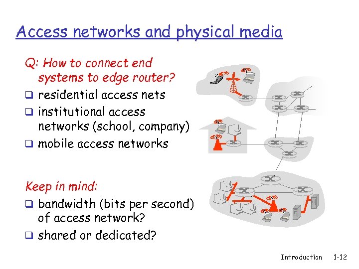 Access networks and physical media Q: How to connect end systems to edge router?