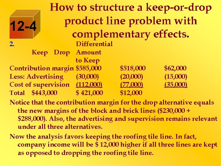 12 -4 2. How to structure a keep-or-drop product line problem with complementary effects.