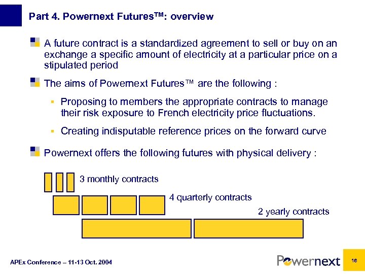 Part 4. Powernext Futures. TM: overview A future contract is a standardized agreement to