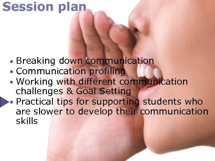 Session plan • Breaking down communication Communication profiling Working with different communication challenges &