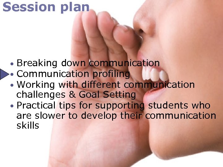 Session plan • Breaking down communication Communication profiling Working with different communication challenges &