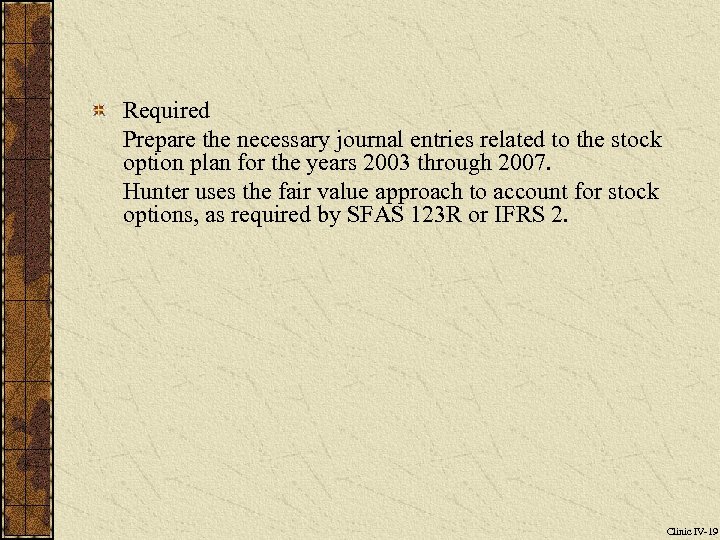 Required Prepare the necessary journal entries related to the stock option plan for the