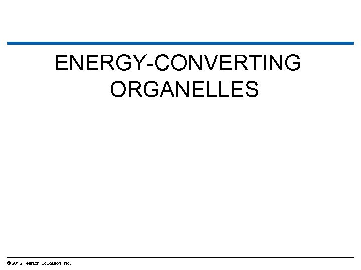 ENERGY-CONVERTING ORGANELLES © 2012 Pearson Education, Inc. 