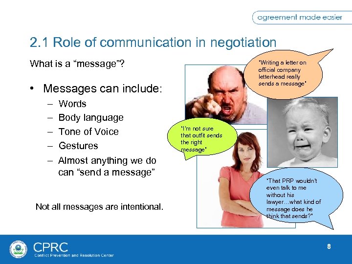 2. 1 Role of communication in negotiation What is a “message”? “Writing a letter