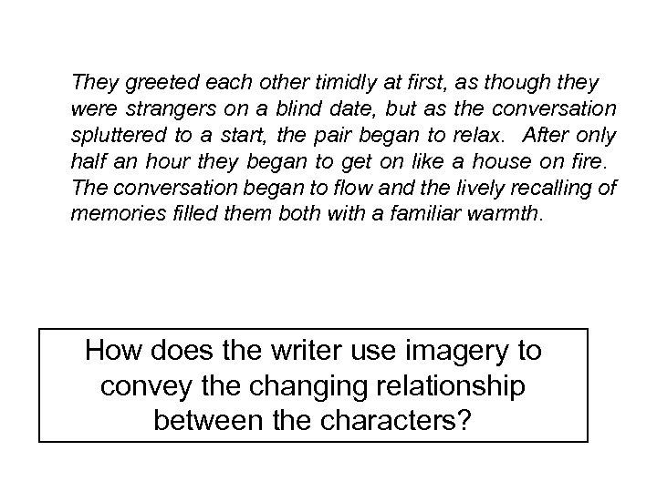 They greeted each other timidly at first, as though they were strangers on a