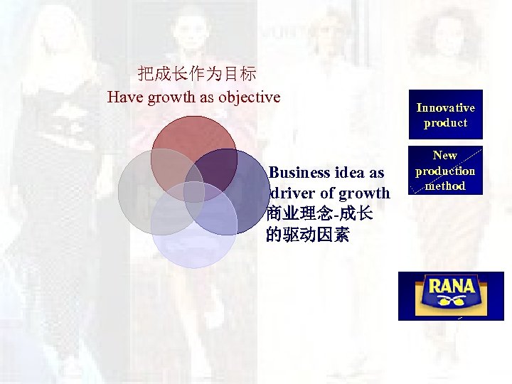 把成长作为目标 Have growth as objective Business idea as driver of growth 商业理念-成长 的驱动因素 Innovative