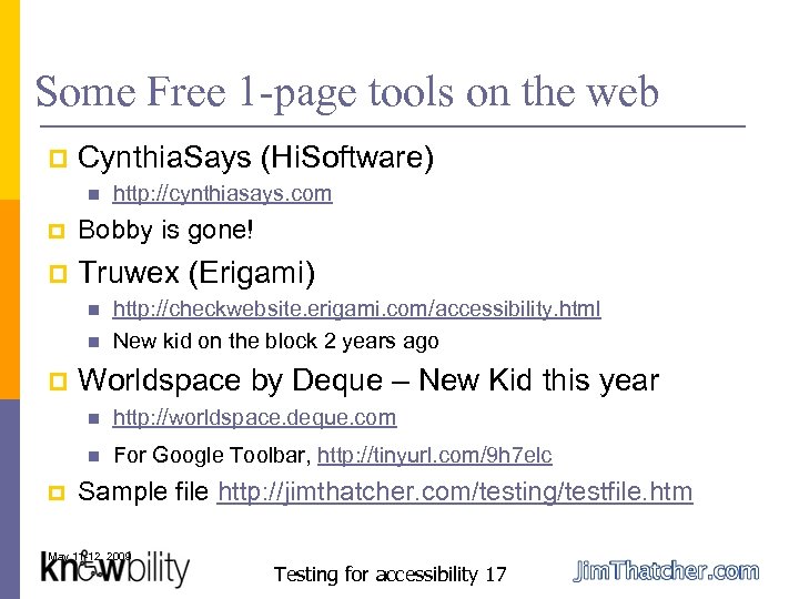 Some Free 1 -page tools on the web p Cynthia. Says (Hi. Software) n