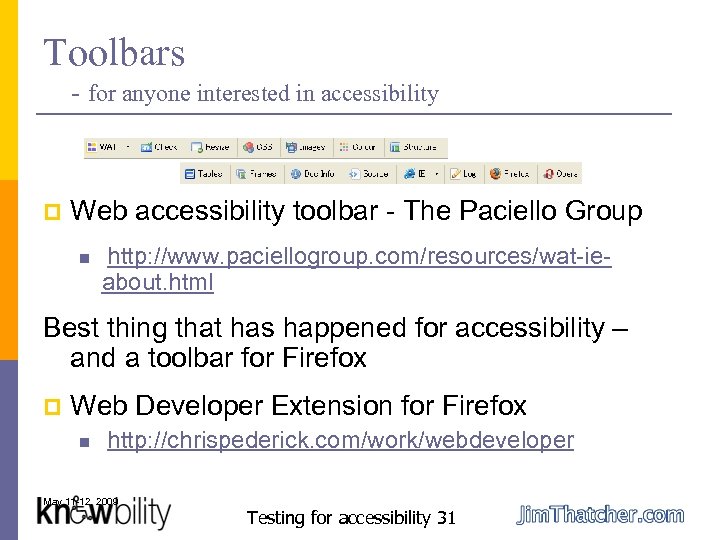 Toolbars - for anyone interested in accessibility p Web accessibility toolbar - The Paciello