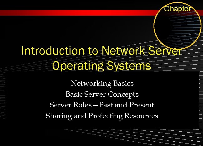 Chapter Introduction to Network Server Operating Systems Networking Basics Basic Server Concepts Server Roles—Past
