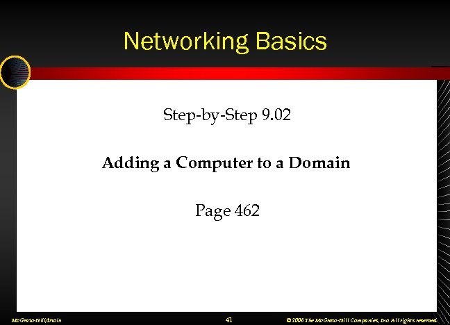 Networking Basics Step-by-Step 9. 02 Adding a Computer to a Domain Page 462 Mc.