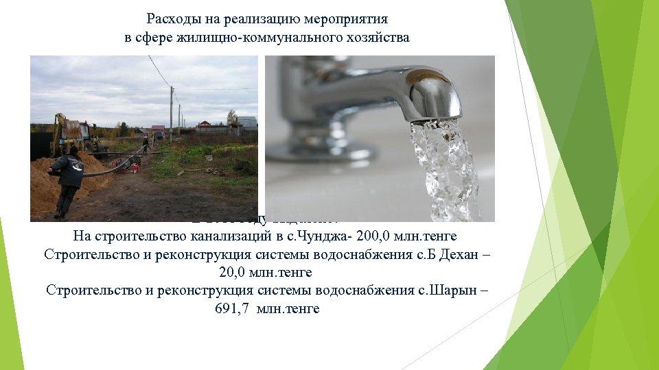 Расходы на реализацию мероприятия в сфере жилищно-коммунального хозяйства В 2018 году выделено: На строительство