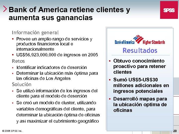Bank of America retiene clientes y aumenta sus ganancias Información general {Place logo here}