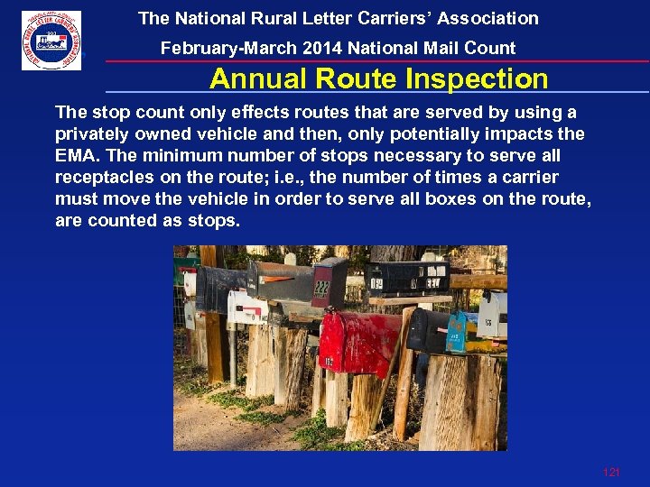 The National Rural Letter Carriers’ Association February-March 2014 National Mail Count Annual Route Inspection