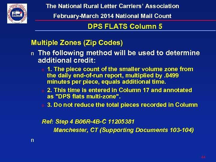 The National Rural Letter Carriers’ Association February-March 2014 National Mail Count DPS FLATS Column