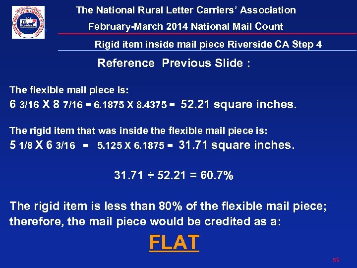 The National Rural Letter Carriers’ Association February-March 2014 National Mail Count Rigid item inside
