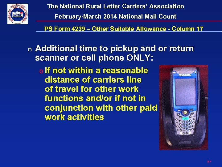 The National Rural Letter Carriers’ Association February-March 2014 National Mail Count PS Form 4239