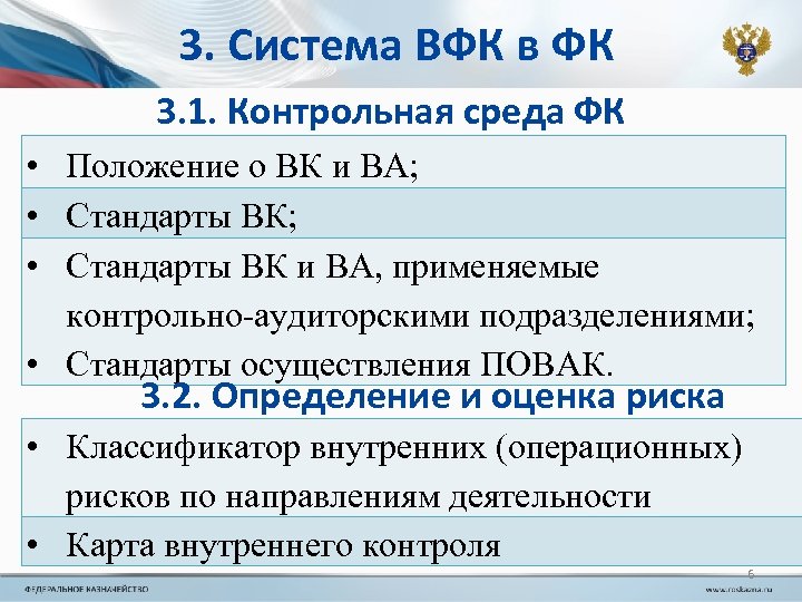 3. Система ВФК в ФК 3. 1. Контрольная среда ФК • Положение о ВК