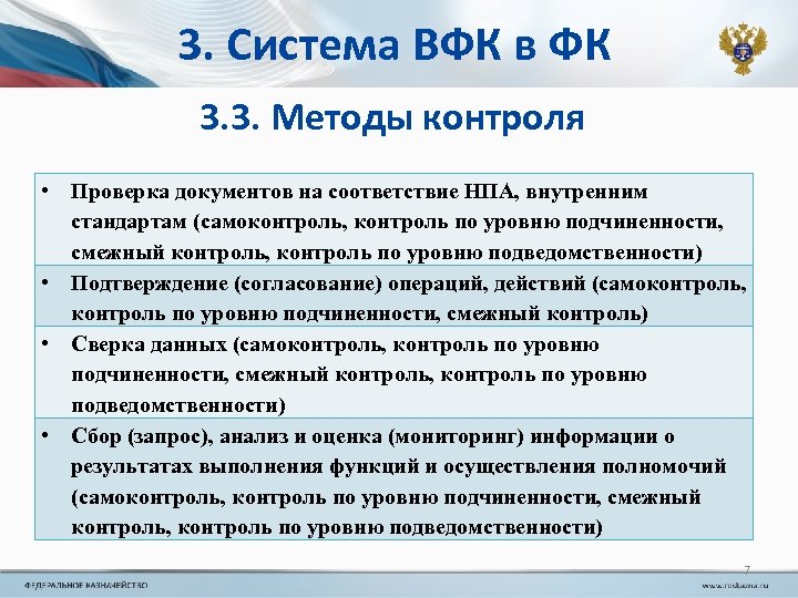 3. Система ВФК в ФК 3. 3. Методы контроля • Проверка документов на соответствие