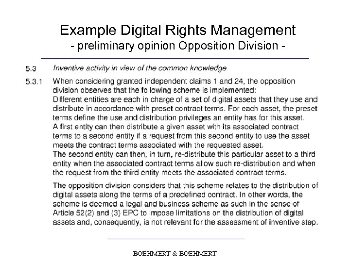 Example Digital Rights Management - preliminary opinion Opposition Division - BOEHMERT & BOEHMERT 