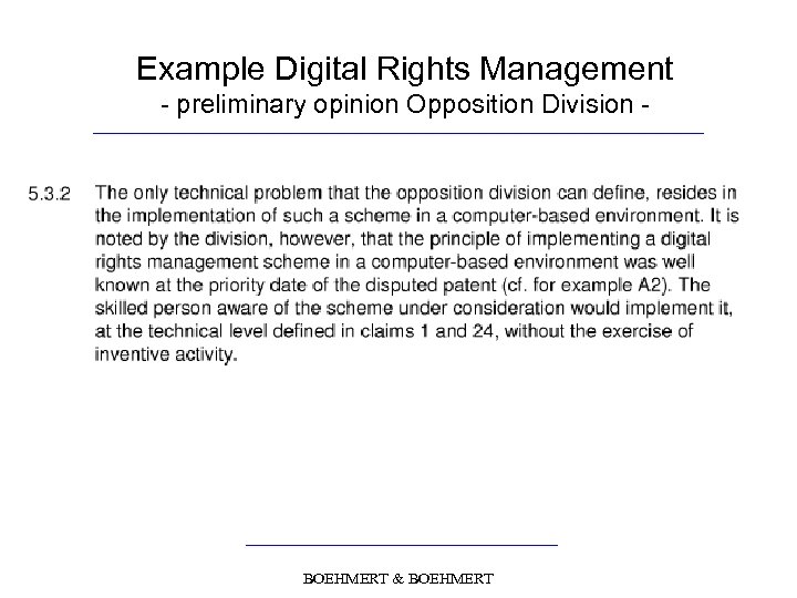 Example Digital Rights Management - preliminary opinion Opposition Division - BOEHMERT & BOEHMERT 