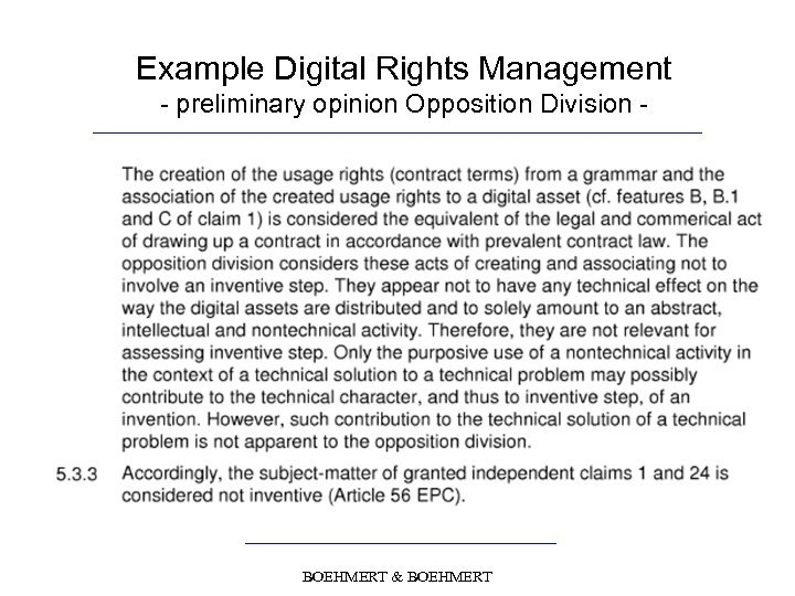 Example Digital Rights Management - preliminary opinion Opposition Division - BOEHMERT & BOEHMERT 